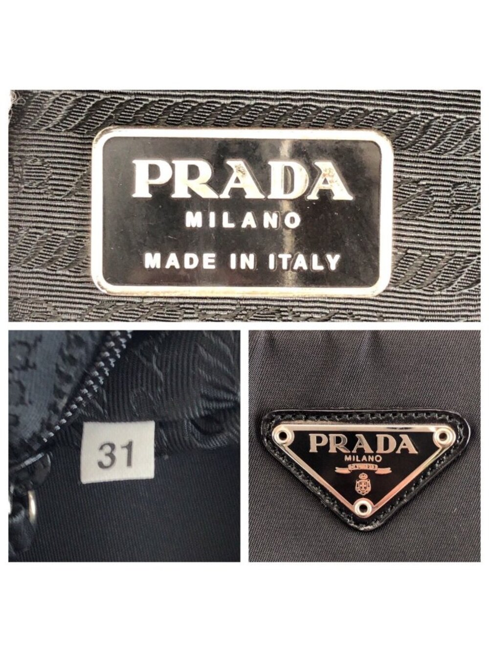 Prada Tessuto Black Silver Nylon Business Bag - Picture 4 of 9